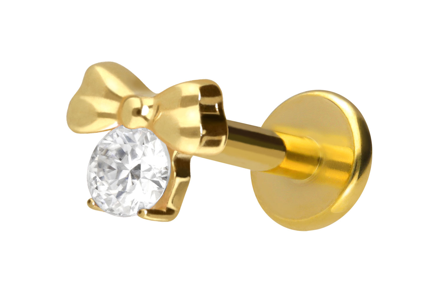 Titan Labret Piercing mit Innengewinde SCHLEIFE + KRISTALL